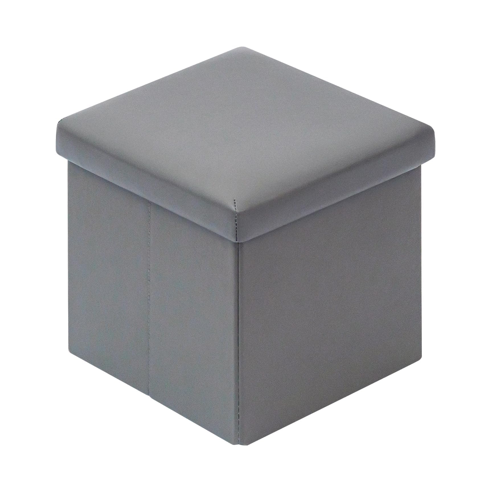 Bonlife Sitzhocker Mit Stauraum Sitzbank Faltbar Buecher Aufbewahrungsbox Klein Sitz Box Faltbox mit Deckel Grau 30x30x30cm Küche, Haushalt & Wohnen
