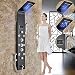 Produktbild Onyzpily LED Schwarz Edelstahl Duschpaneel Duschsäule Duscharmatur Duschsystem Regendusche Kopfbrause Handbrause Armatur Duschset 8 x Massagedüsen