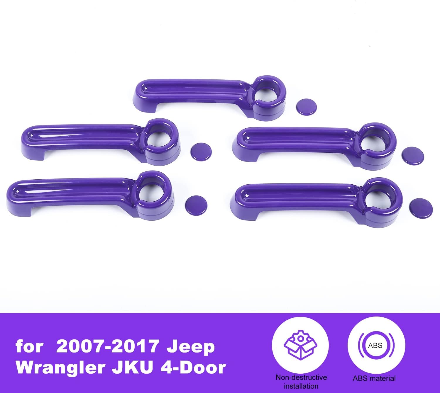 Door Handle Cover & Tailgate Handle Cover Inserts for 2007-2018 Jeep Wrangler JKU 4 Door/ 2008-2012 Jeep Liberty / 2007-2011 Dodge Nitro(Purple