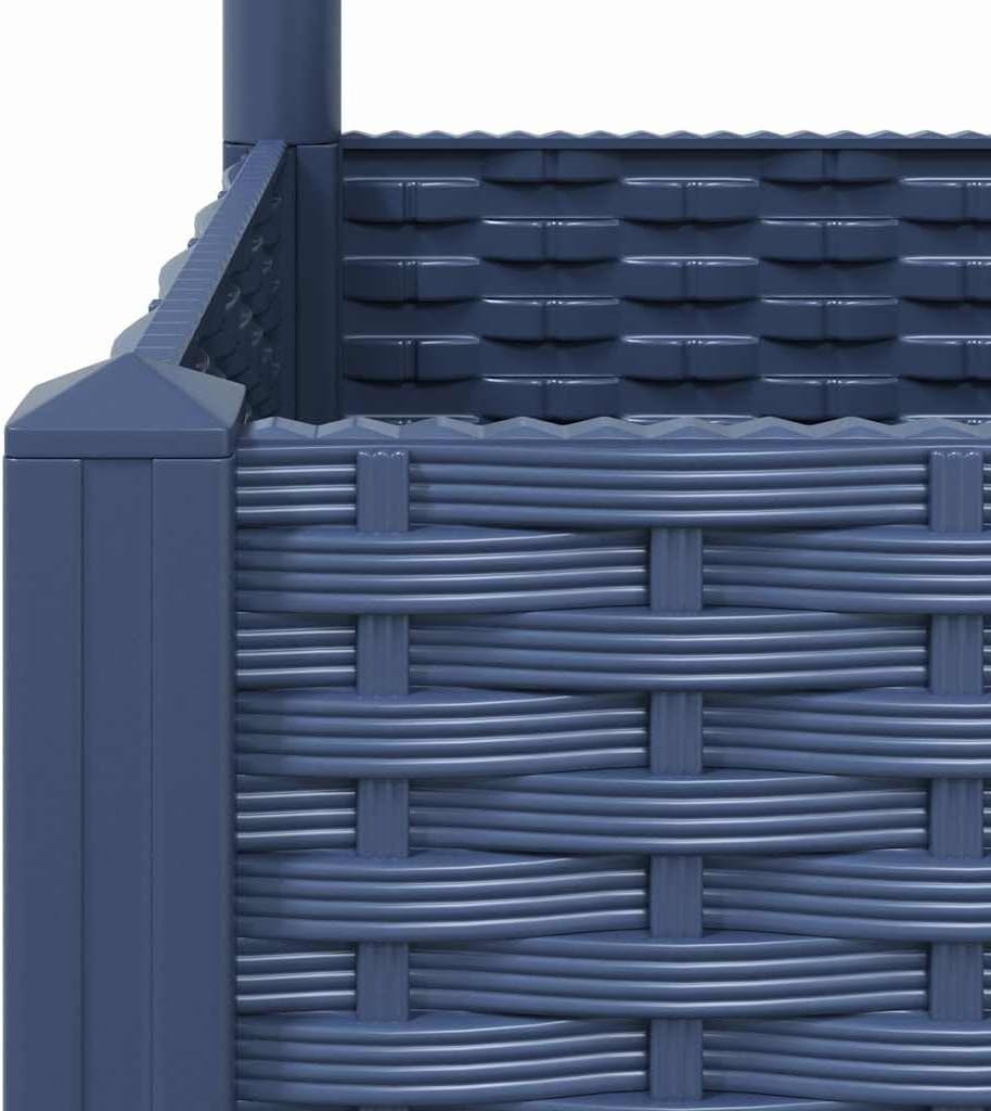 Large Blue Grey Rectangular Garden Planter with Trellis 47.2x15.7x47.8 in UV-Resistant Polypropylene Raised Bed for Outdoor Balcony Patio Terrace