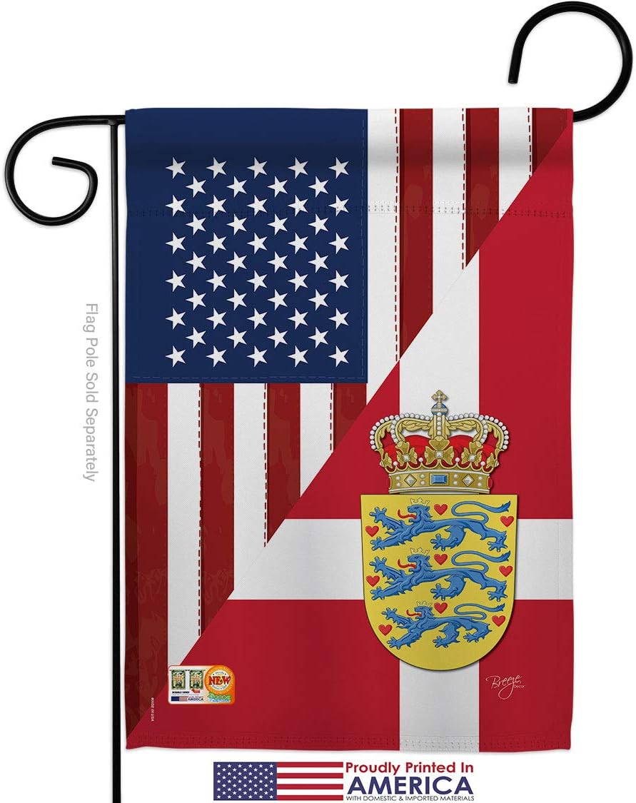 US Denmark Friendship Garden Flag Set Wall Holder Regional USA American Alliance World Country Particular Area Small Decorative Gift Yard House Banner Made In 13 X 18.5