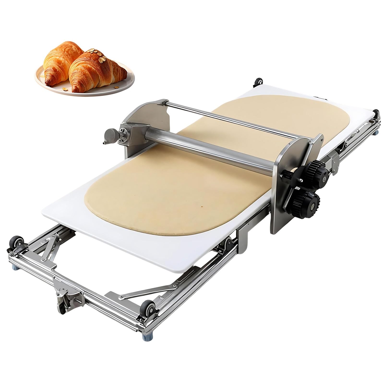 Tabletop Dough Sheeter, Automatic Dough Press, Electric Puff Pastry Machine for Croissants, Pizza, Pasta, Laminated Dough, Home or Commercial