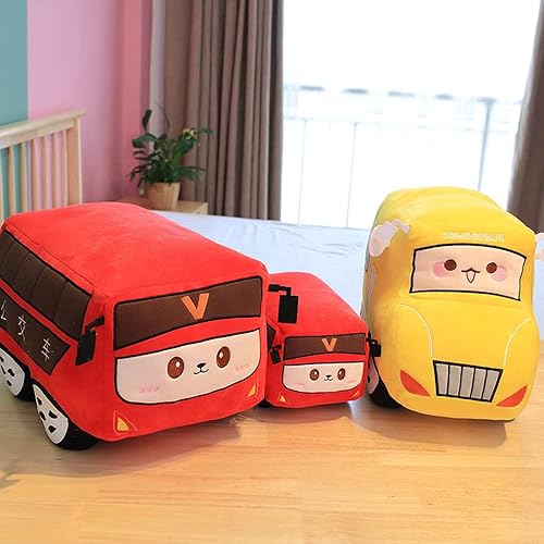 Miniatura 6 de XIYUAN Cojín de felpa de simulación de autobús escolar, linda almohada de dibujos animados para furgoneta, regalo de felpa para automóvil, juguetes