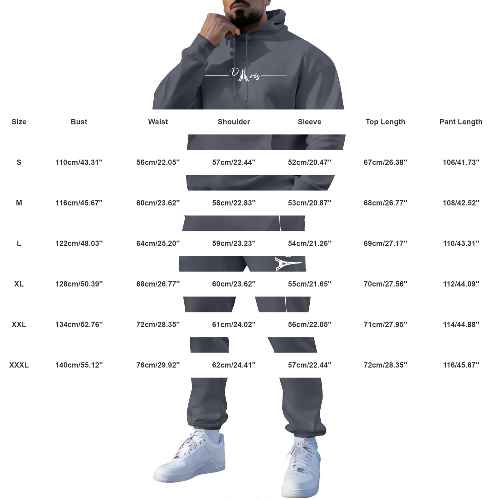 Generisch Ensemble sweat à capuche et pantalon de jogging pour homme