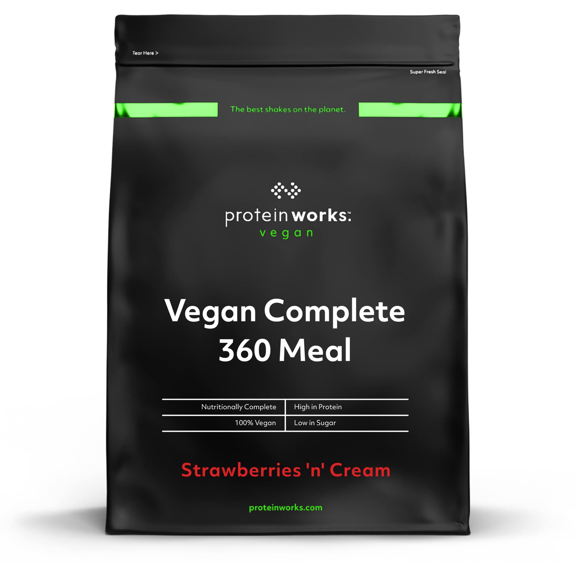 THE PROTEIN WORKS Vegan Complete 360 Meal | Nutritionally Balanced | 100% Vegan | Quick & Affordable Meal | Strawberries 'n' Cream Classic | 500 g
