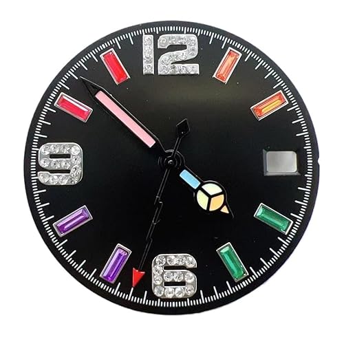 WCC00816 28.5mm �T���o�[�X�g �J���t�� �_�C�������h �}�[�J�[ �E�H�b�`�_�C���� NH35/NH36 �����������[�u�����g MOD �A�N�Z�T���[ �O���[�� ���~�i�X �n���Y(B2 Black Lume Hands)