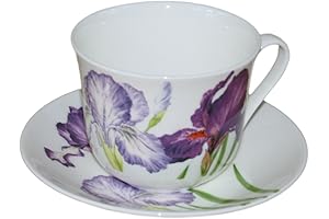 Roy Kirkham Jumbo Breakfast Cup and Saucer in Striking Iris Design