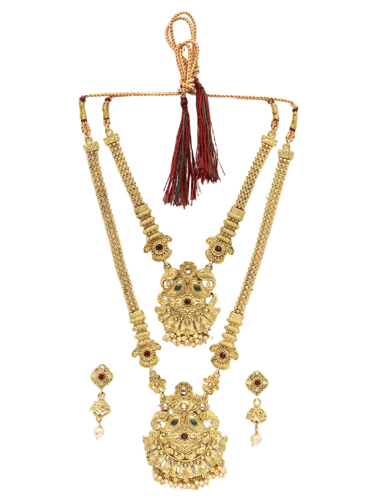 sukkhi Trendy Fashion Gold Plated Gold with Matte Finish Long Layer Necklace Set & Jhumka/Jhumki Earring Jewellery for Women|NS107090-picture-49