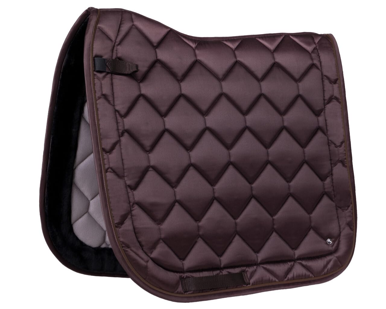 Tapis de selle avec fourrure QHP Classy DR marron pour le confort poney