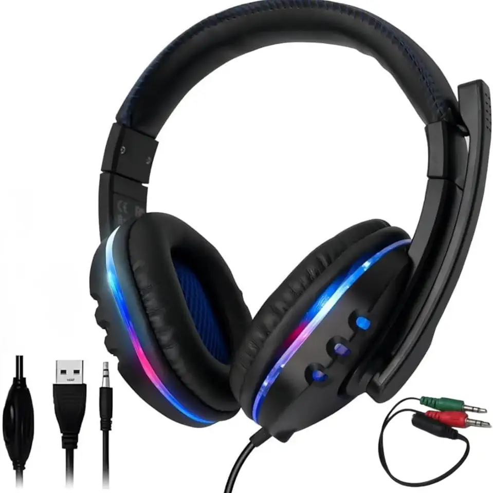 Headset Fone de Ouvido Gamer Pro Microfones Com As Almofadas Microfone omnidirecional Com Cancelamento de Ruído Melhor Desempenho Compatível com PC, PS4, PS5, Celular-THREE BROTHERS (Preto)