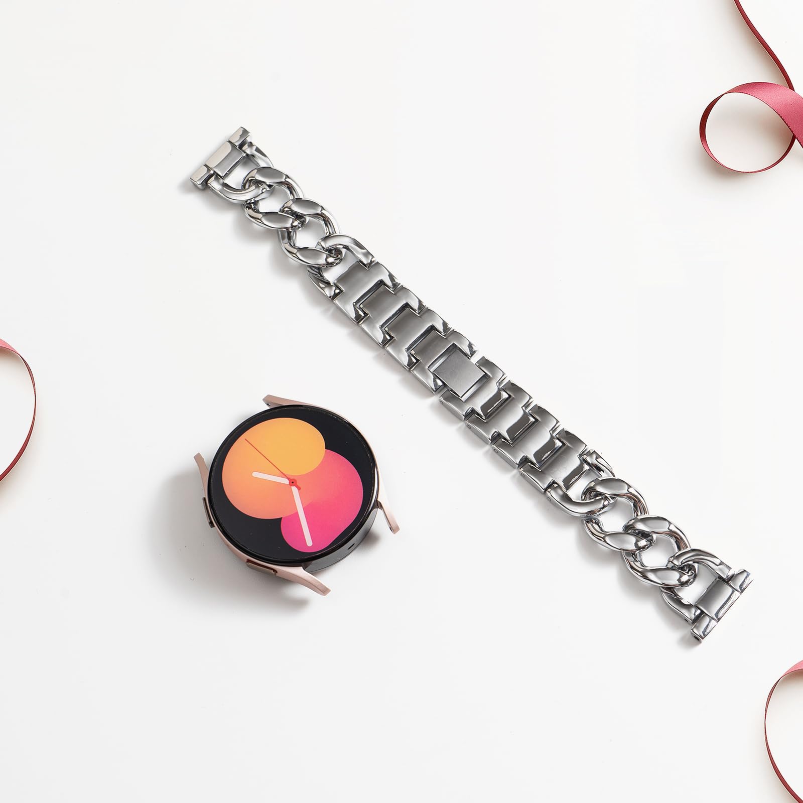 KQZunguo Metal Band Compatible with Samsung Galaxy Watch 6&5&4 40mm 44mm/Watch 5 Pro 45mm/Watch 6 Classic 43mm 47mm/Watch 4 Classic, 20mm Stainless Steel Adjustable Replacement Wristband for Women Men