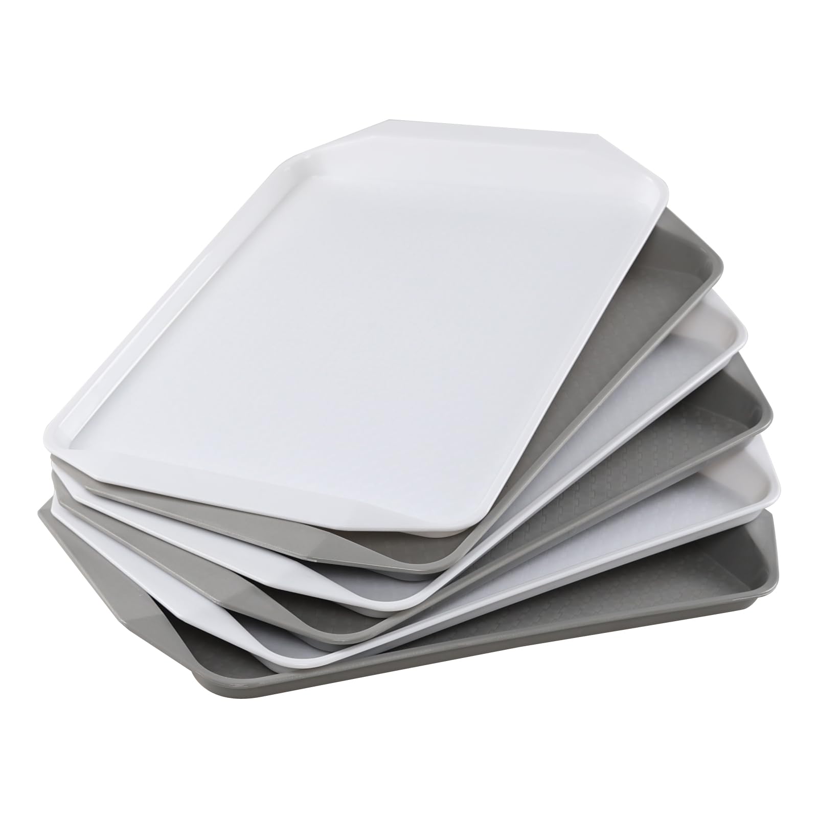 Buyitt Dark Grey, Black Plastic Coffee Serving Trays, Rectangle Food Trays, Set Of 6