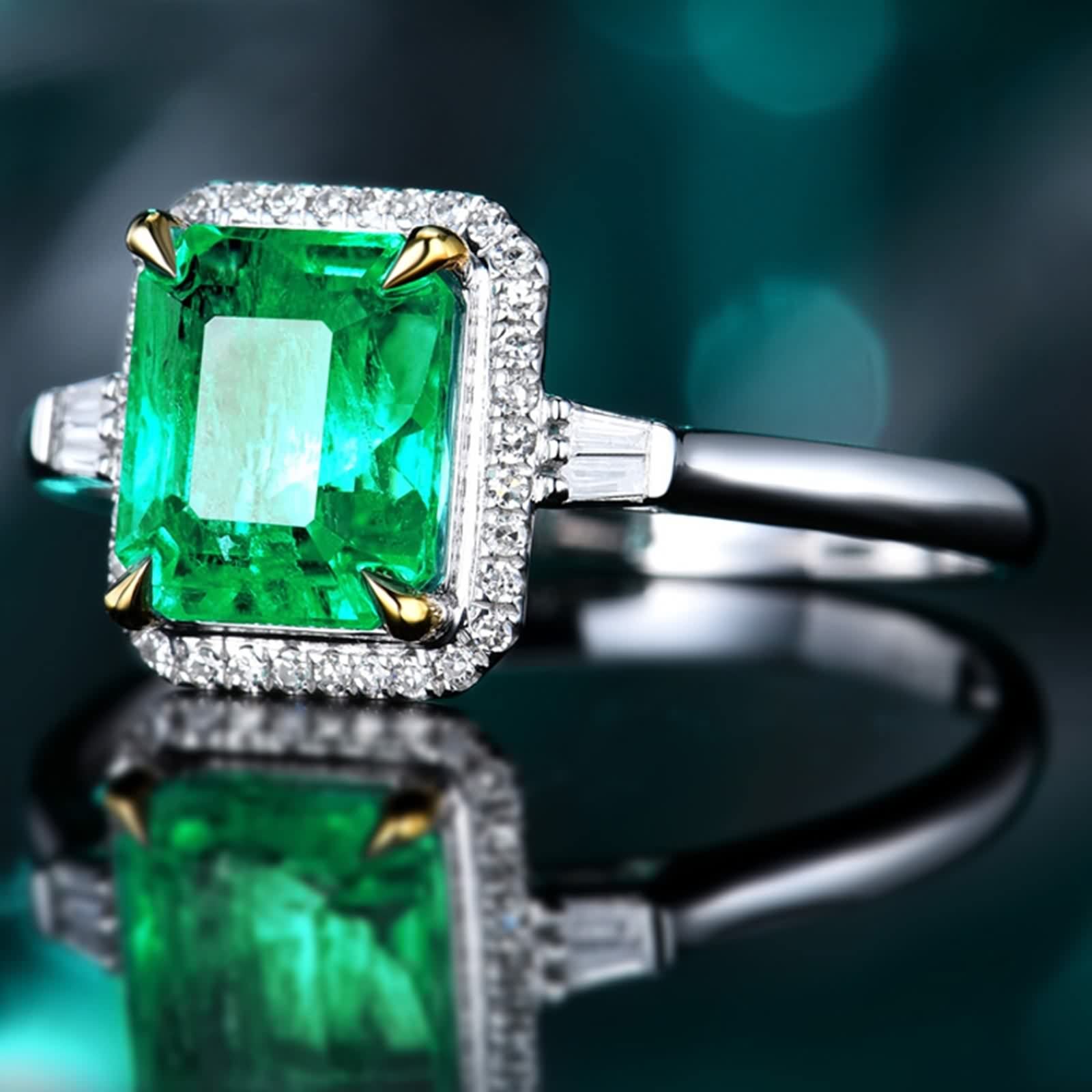 Anillos Mujer Esmeralda, Anillo Mujer Noviazgo Verde Forma Rectangular para Las Vacaciones de Aniversario Del Día de San Valentín