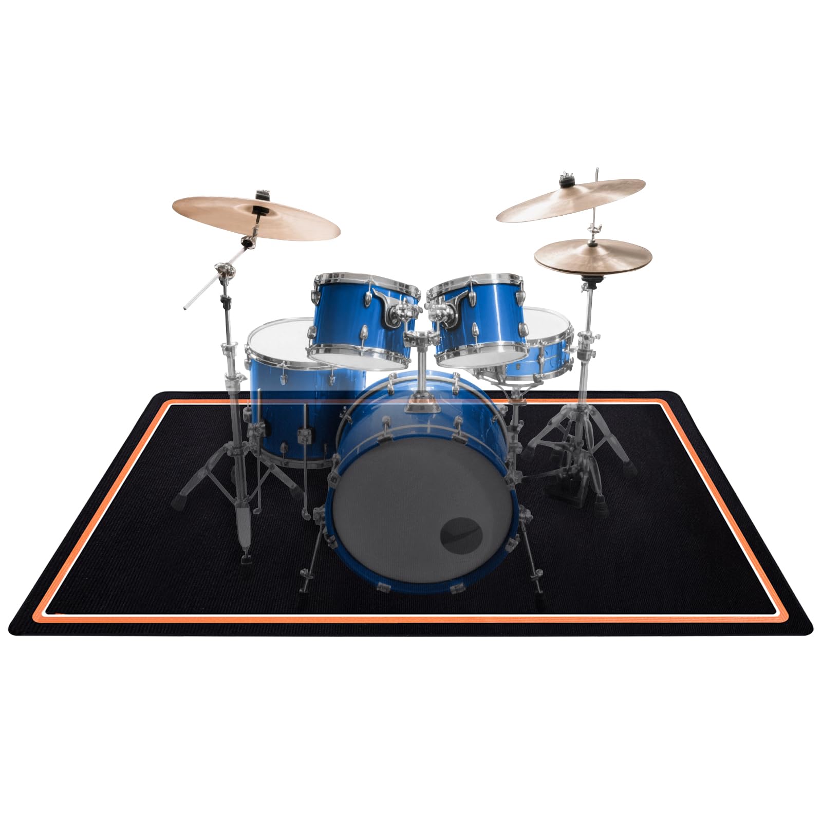 OUUTMEE Schlagzeugteppich Drum Teppich Schwarz+Orangefarbener Rand 155x122cm