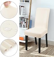 Vista 63 de YISUN Fundas para sillas de comedor, de piel sintética maciza, impermeable y resistente al aceite, funda protectora para silla de comedor