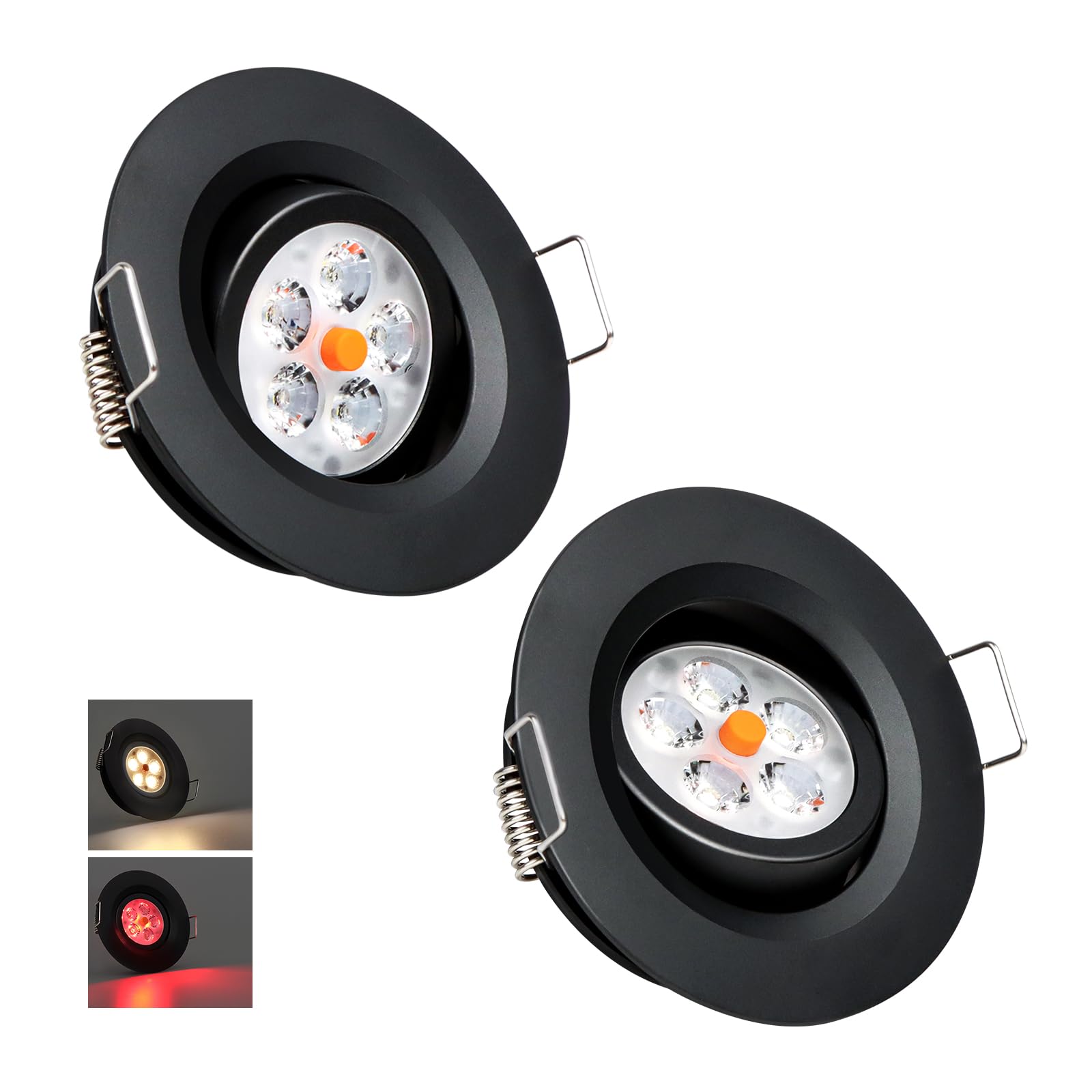 acegoo Swivel RV Light Recessed Puck Light 12V LED RV Interior, 36° Beam Angle Vertical 70° Adjustment,Full Aluminum Downlights, 3‘’ Inbuilt Dimmer