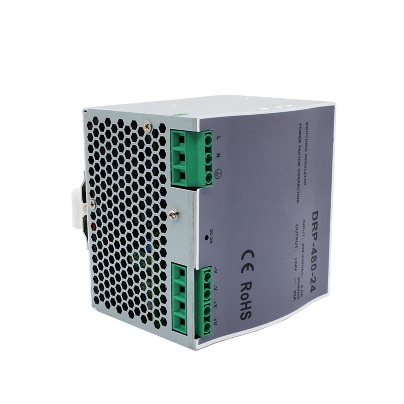 Zasilacz impulsowy, 480W DC 12V 24V 36V 48V napięcie wyjściowe 10A 13.3A 20A 40A DRP-480 typ szynowy przełączający transformator zasilający(DRP-480-36V 13.3A)