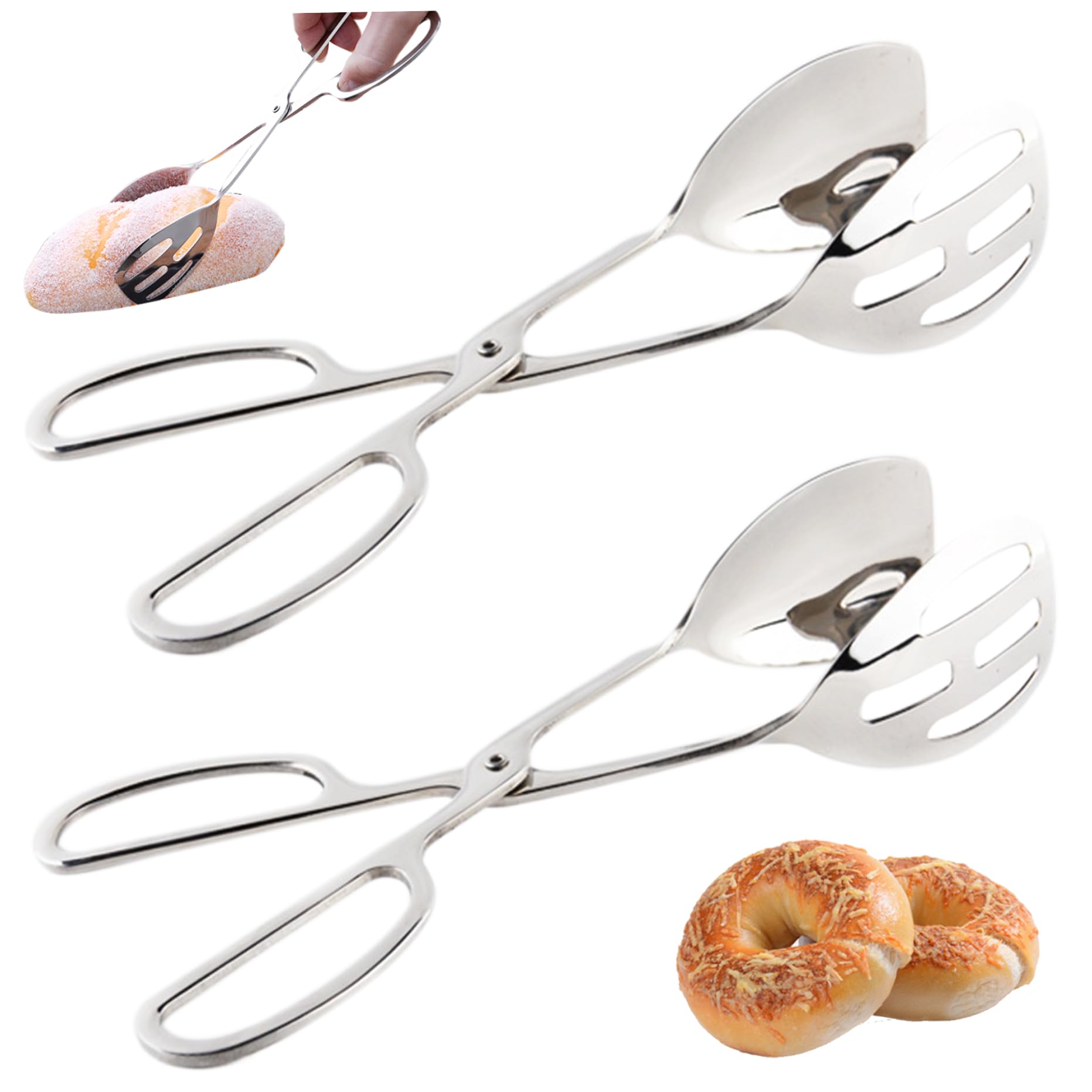 Pinzas de ensalada de acero inoxidable de 10 pulgadas set de 2 piezas para servir pan y buffet