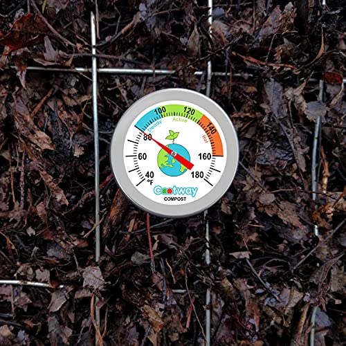 Compost Thermometer, Backyard Compost Thermometer 5" Stem Long, 2 Inch Dial Soil Thermometer, Easy Reading & Accurate, Sturdy Stainless Steel, With Composting Temperature Guide, 40-180 Degrees F #TOP2