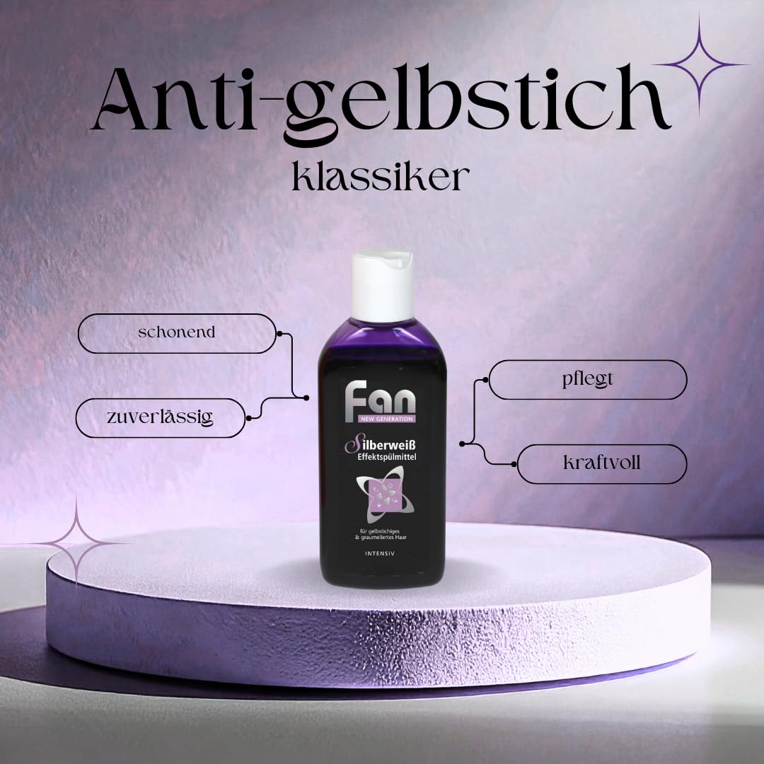 Fan Silberweiß Effektspülung das Original 100 ml – Silberspülung für graues, weißes und blondiertes Haar – Anti-Gelbstich-Pflege mit Silver-Conditioner-Effekt – 12 Stück
