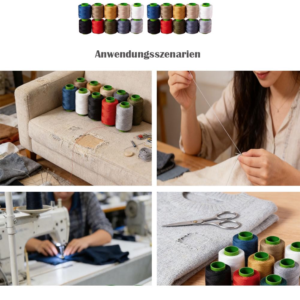 Hilo de coser, 50 rollos, hilo de poliéster, para máquina de coser de 3 hilos, hilo vaquero, extrafuerte, hilo para máquina de coser, resistente a desgarros, hilo acolchado resistente para