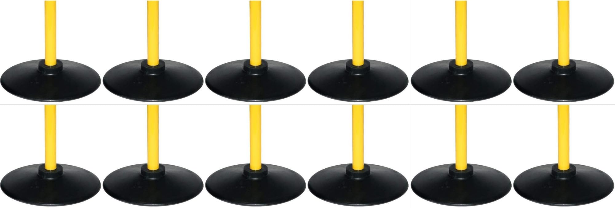 12er Set Slalomstange mit Vollgummi-Standfuß, Stange 80 cm - Farbe: gelb