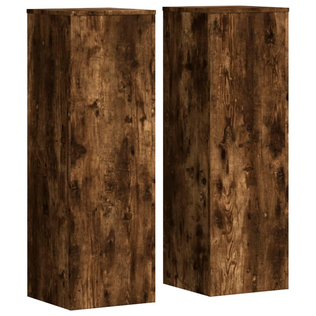 Vidaxl (Smoked Oak, 33 X 33 X 100 Cm) Plant Stands Garden Plant Pot Holder Flower Stand 2 Pcs Engineered Wood