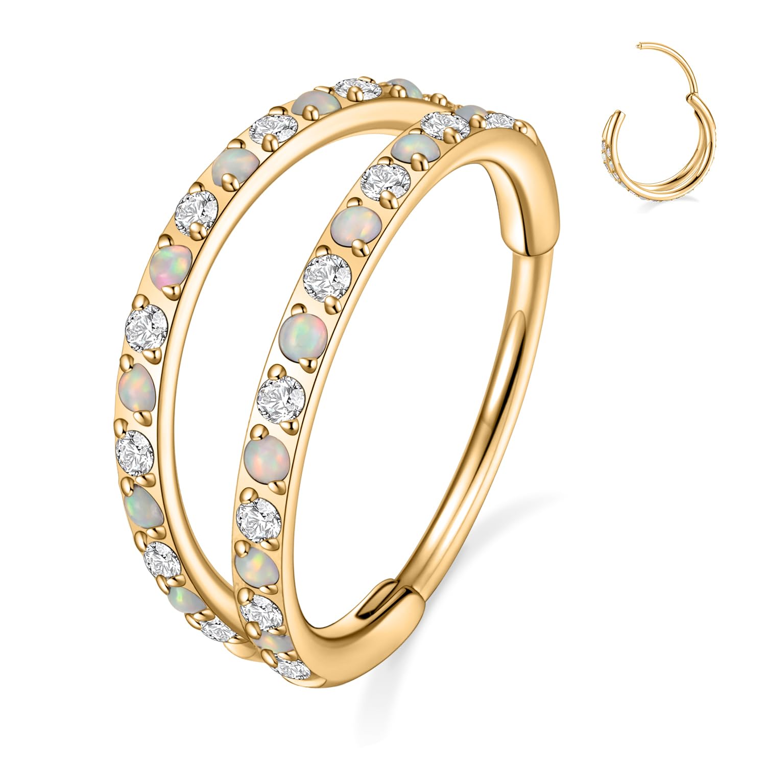 GAGABODY Conch Piercing Double Open Stack with CZ 16 Gauge Hoop Earrings 18g Septum Jewelry 20g Septum Ring Daith Earrings 316L Surgical Steel Lip