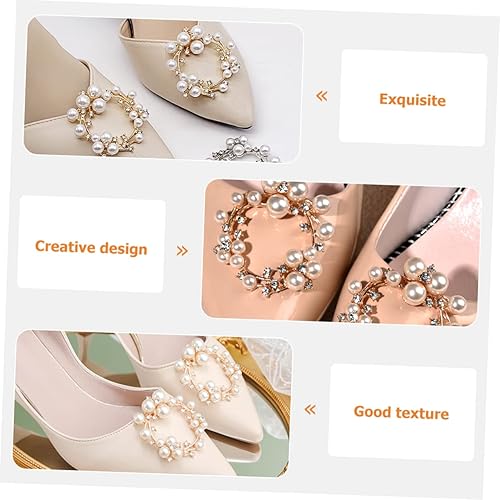 Miniatura 4 de TEHAUX 4 piezas de tacones de perlas negras con hebilla de perla, accesorios de perlas Goldendoodle, tacones negros para mujer, tacones negros con