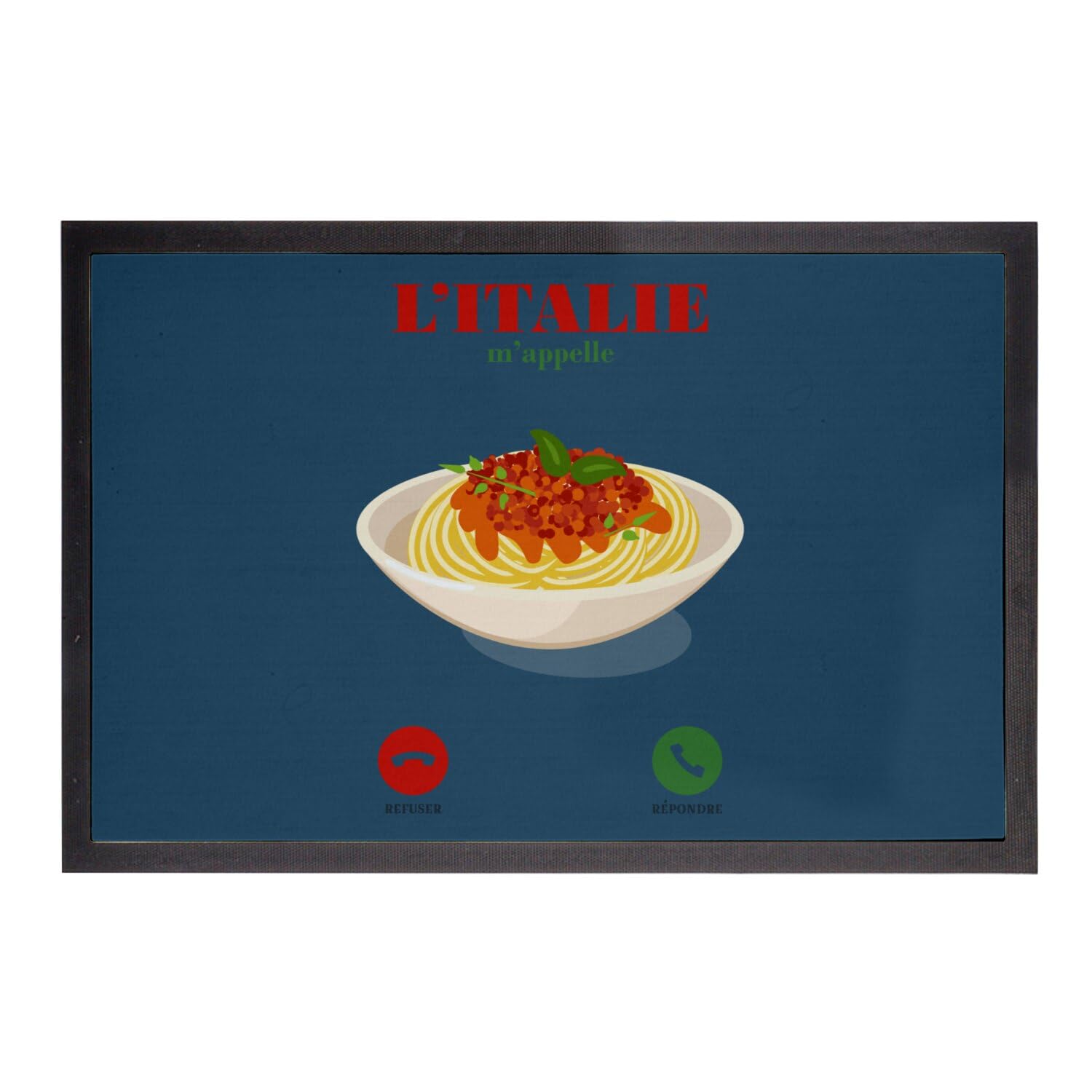 Paillasson Bleu l'Italie m'appelle Spaghetti 60x40 cm