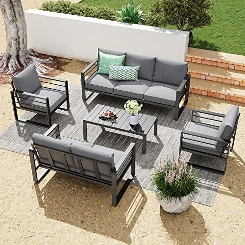 LayinSun Modern Aluminum Patio Furniture Set, 5 Pieces