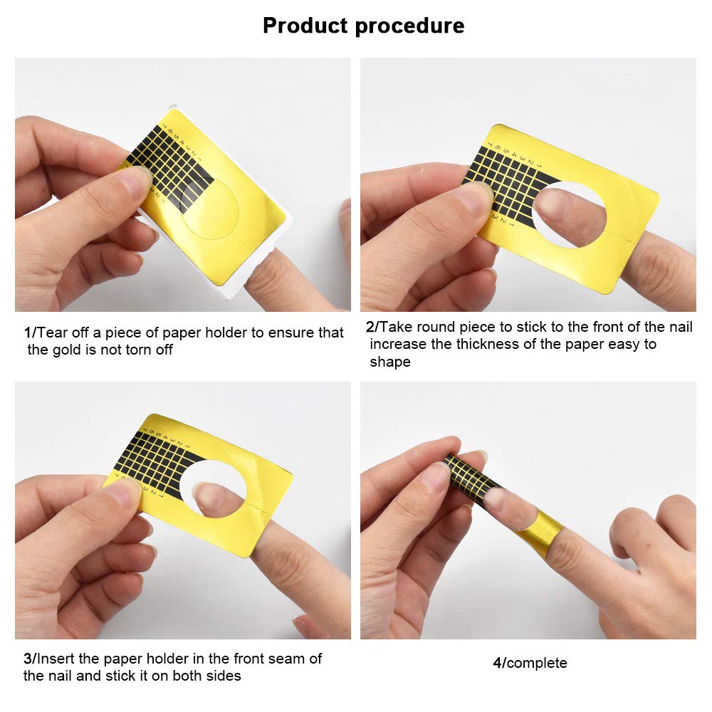 500 Piezas Moldes para Uñas Gel y Acrilico Autoadhesivo Pegatinas Formas Guía Extensión Uñas UV