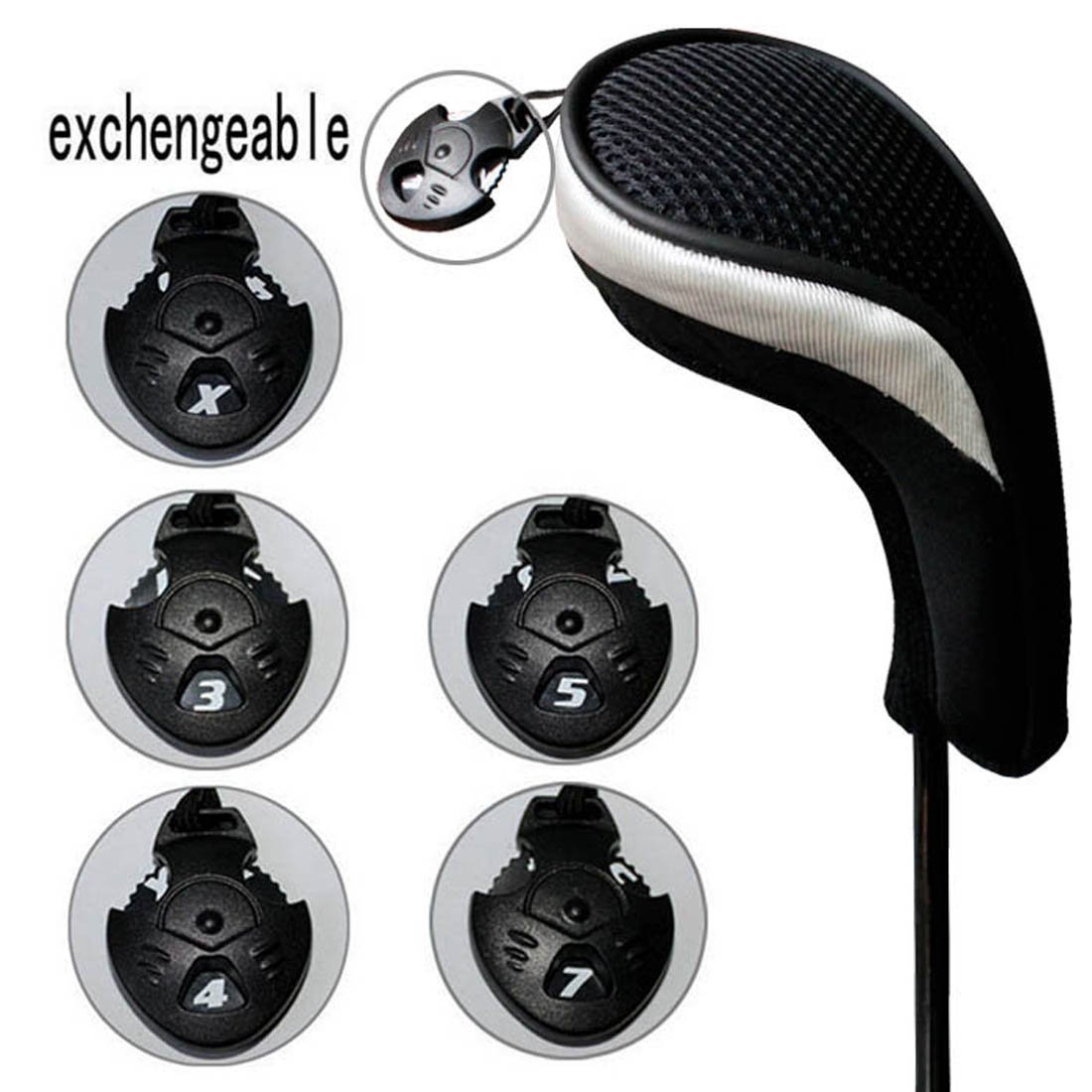 Andux coprimazza da Golf per ibridi Intercambiabile No. Etichetta 4pcs/Set Nero/Argento MT/hy06