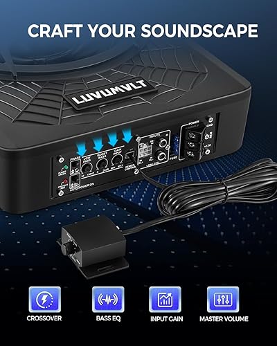 Miniatura 5 de Subwoofer para automóvil de 1200 W de 10 pulgadas, subwoofer delgado y paquete de amplificador, entrada de nivel altobajo, subwoofer de audio para