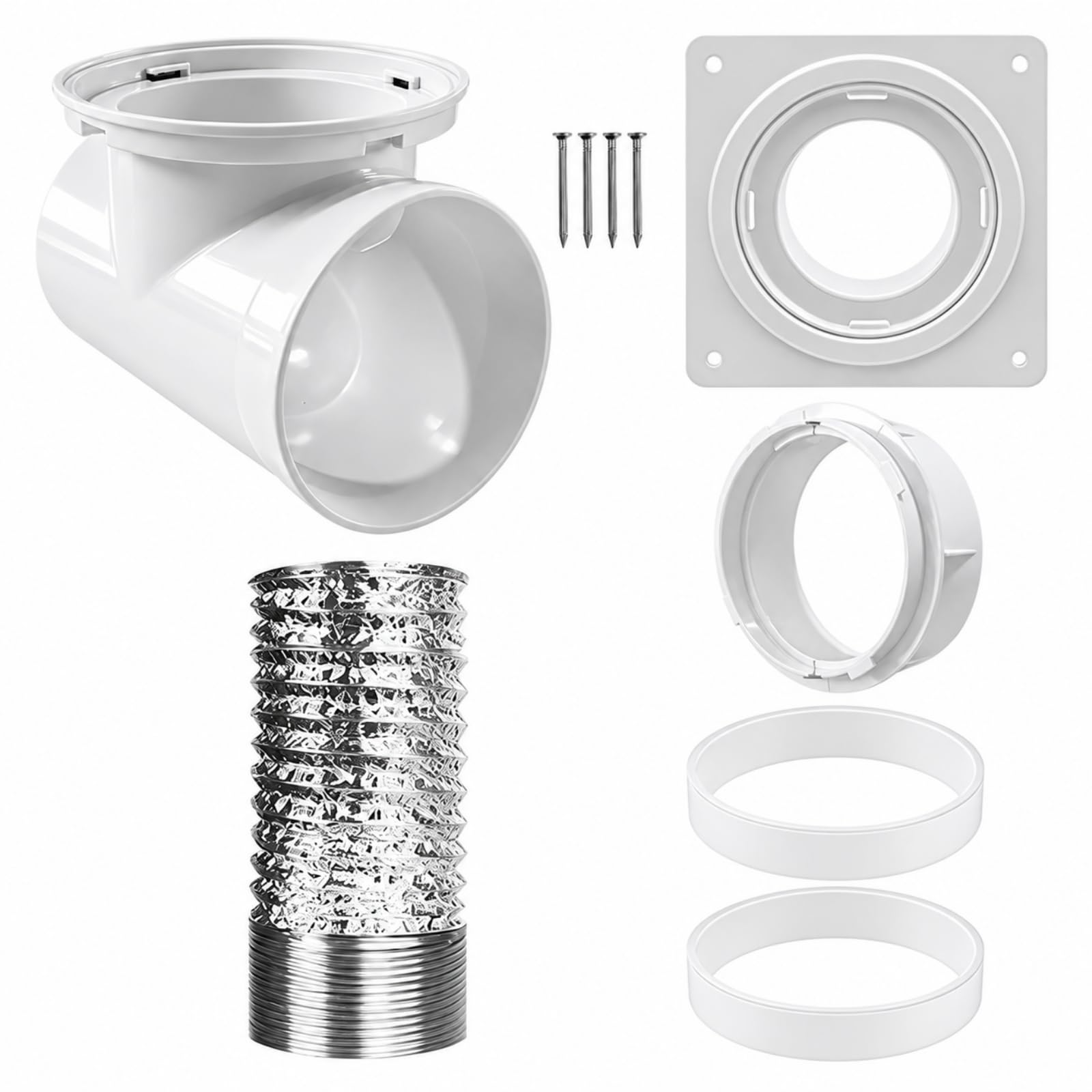 Kit Ventilación para Secadora 4 Pulgadas con bo Flexible Flexible con Buen Sellado Accesorio Ventilación Universal 4 Pulgadas, Estilo A
