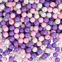 GSHLLO 400 peças de contas de acrílico de cor mista de 6 mm, contas de chiclete de bolha, contas de plástico pastel, cor doce, contas soltas, contas redondas para fazer joias para colares de pulseira