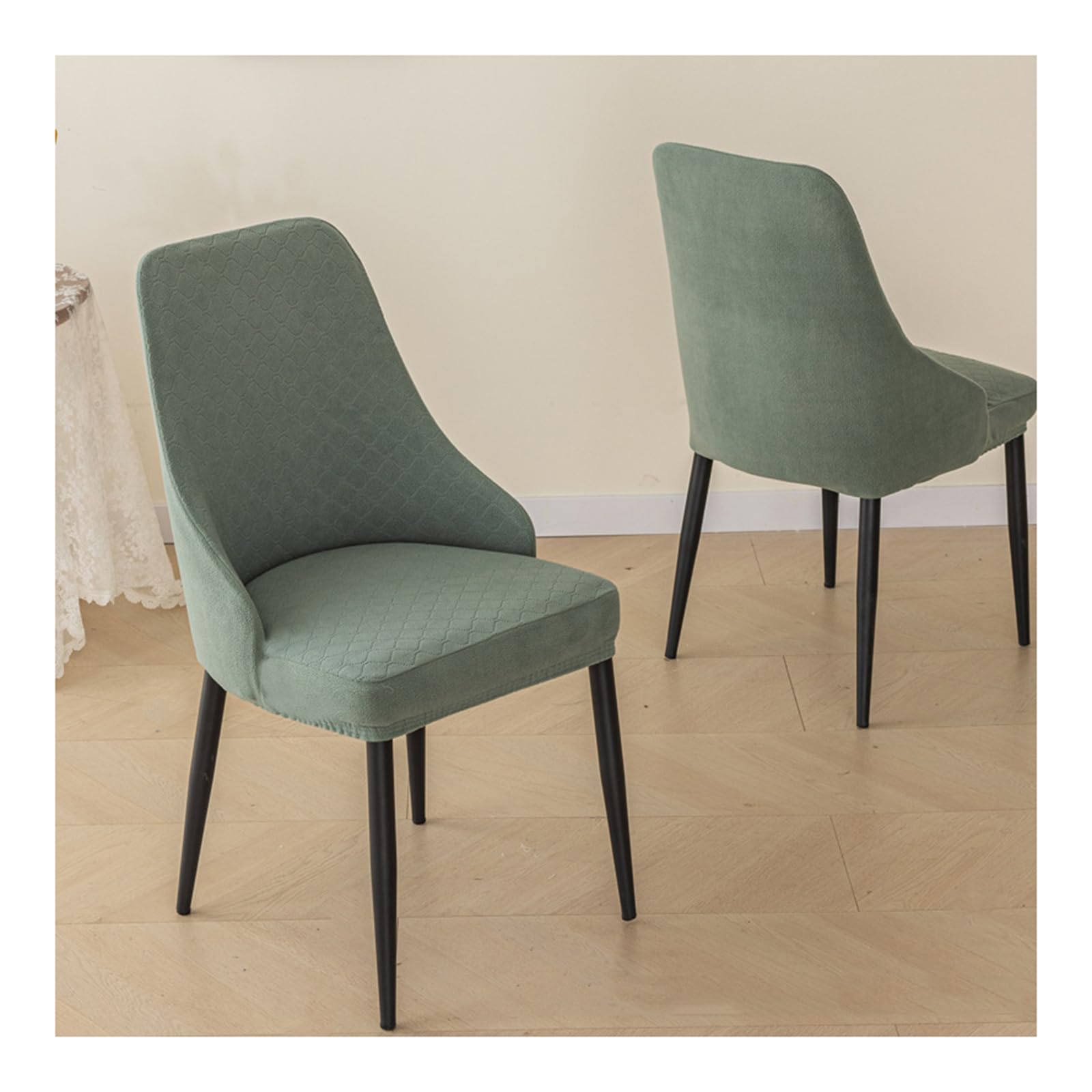 D,6PCS, Curvo Fundas de Sillas Comedor con Respaldo Alto 6/4/2 Pieza, Elásticas Fundas para Sillas de Comedor con Reposabrazos, Giratoria Fundas para Sillas de Oficina para Salón Hogar
