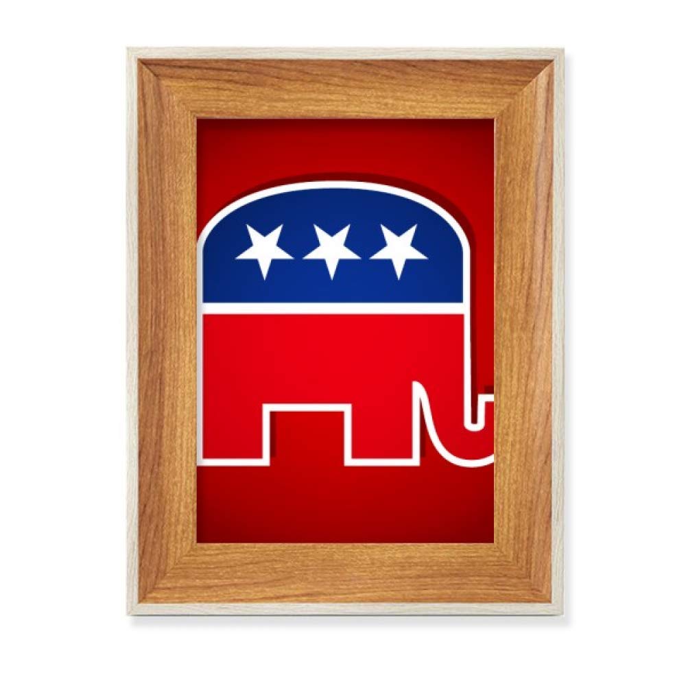 Cadre photo bois de bureau emblème éléphant républicain pour affichage d'art noble