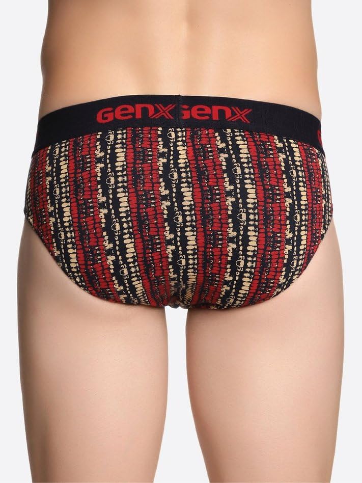 Image of Genx Jazz Men's 100% Cotton Briefs with Comfortable Waistband(Pack of 3)(Colors&Print May Vary)