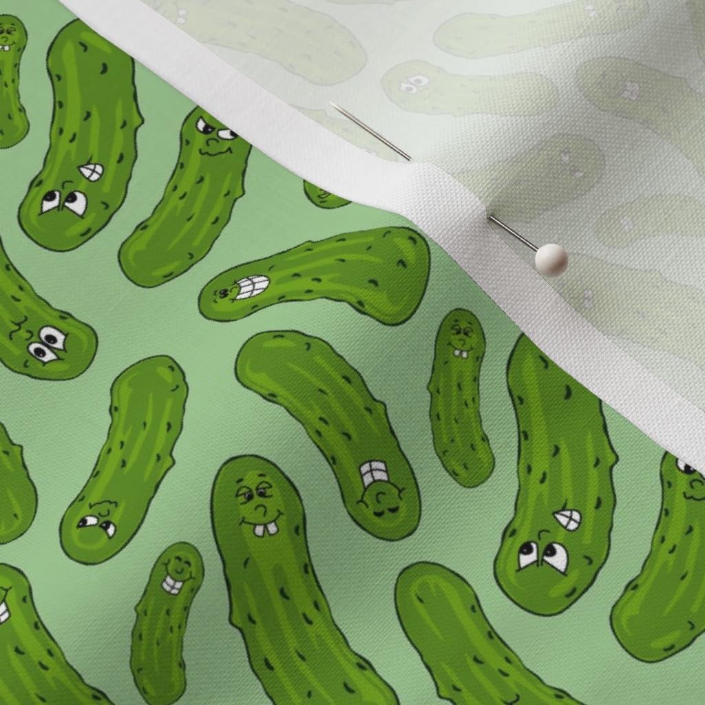 Spoonflower Fabric - Pretty Pickles Smaller Faces Pickled Cucumbers Jars Printed on Petal Signature Cotton Fabric by The Yard - Sewing Quilting Apparel Crafts Decor