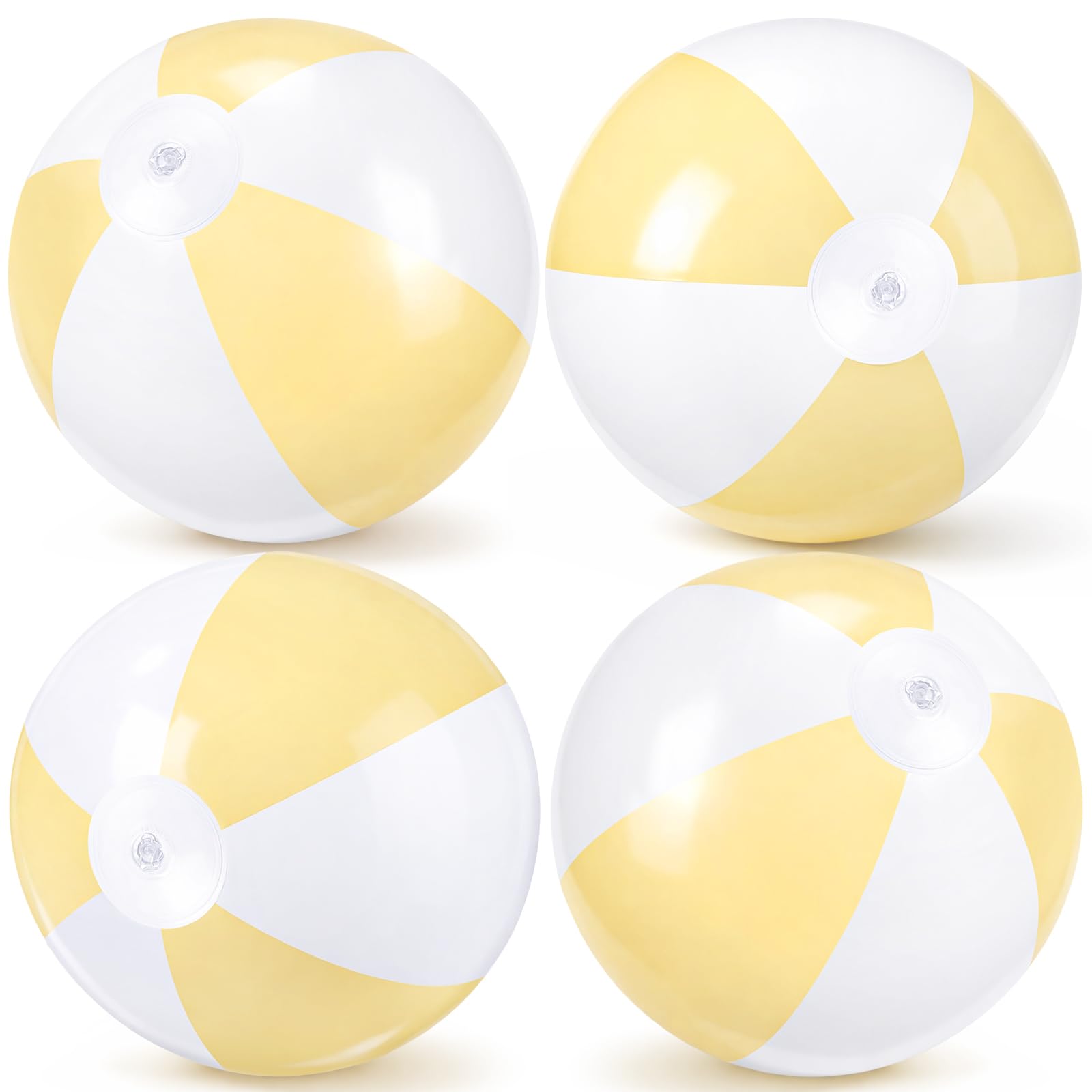 MiniInflat 4 Pack Pastel Beach Balls,Macaron Yellow,24 Inch