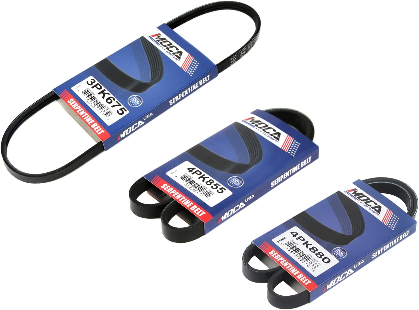 MOCA Serpentine Belt Set 3PK675 4PK855 4PK880 Compatible