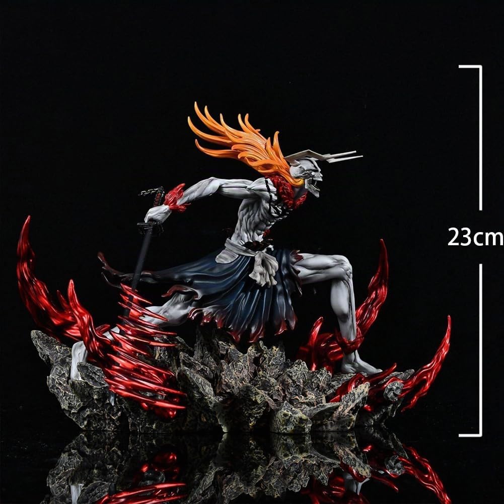 Figura di Ichigo Kurosaki Horned Ichigo Action Figure Anime Hollow Ichigo Figure con Base Modello, Posizione da Combattente Scultura con Base Articoli da Collezione Decorazione Regalo 23CM