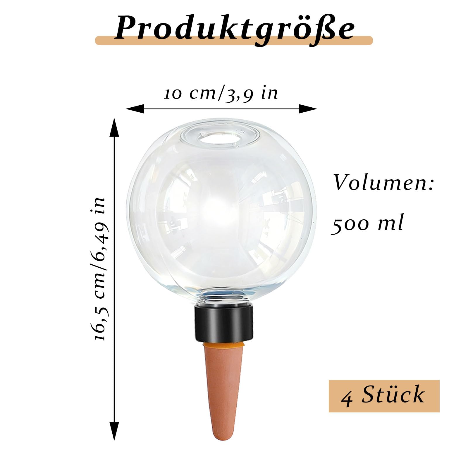 Kulki nawadniające, 4 sztuki kul nawadniających do roślin, 500 ml, dozownik wody, nawadnianie roślin, przezroczysta kula nawadniająca, odpowiednie do roślin doniczkowych