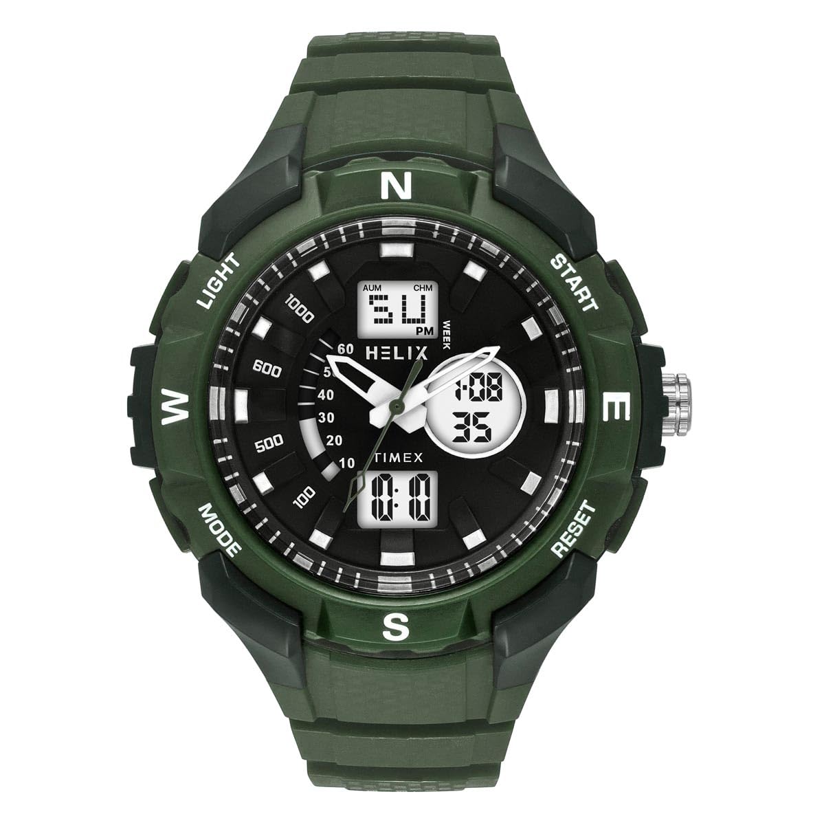 Helix By Timex Black Round Analog-Digital Watches for Men | Quartz Movement Resin Bracelet Men Watches | Upto 50 m Water Resistance with Foldover Clasp Closure | Gift for Men TWESK4603T (B0D75T4CM5) Amazon Price History, Amazon Price Tracker