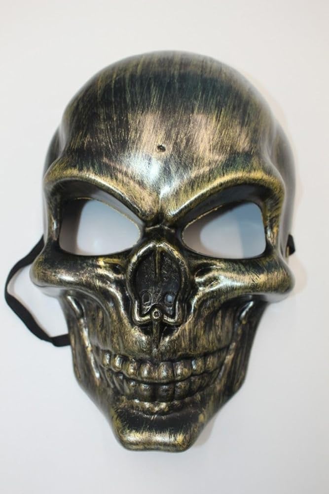ドクロマスク　お面　手作り　ハロウィン　レア商品 Amazon.co.jp: ドクロ 骸骨 お面 金スカル フェイスマスク 仮面