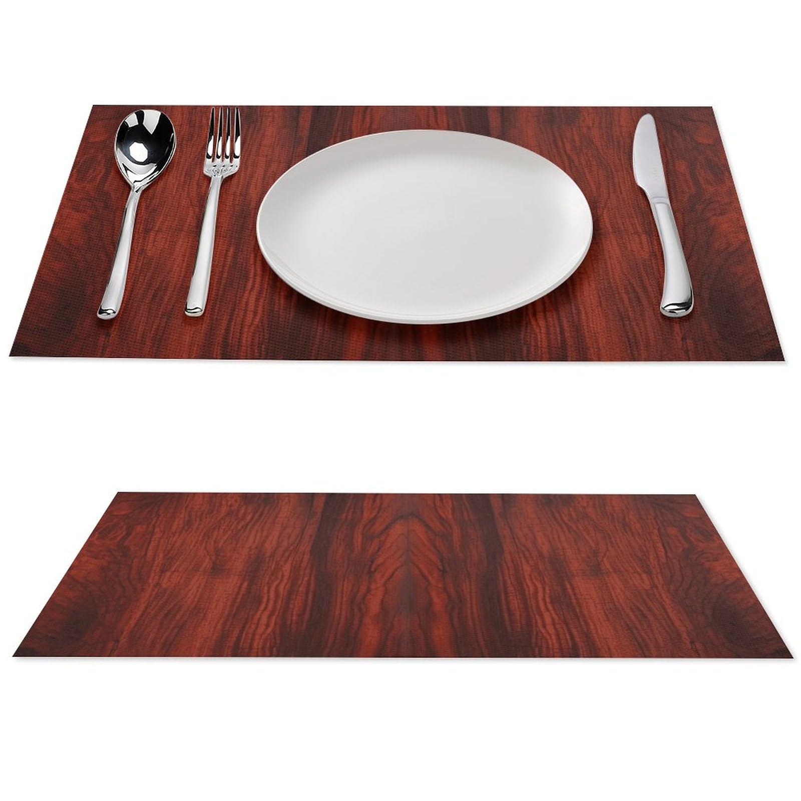 Sets de table en PVC tissé rouge bois 45,7x30,5 cm résistants pour mariage