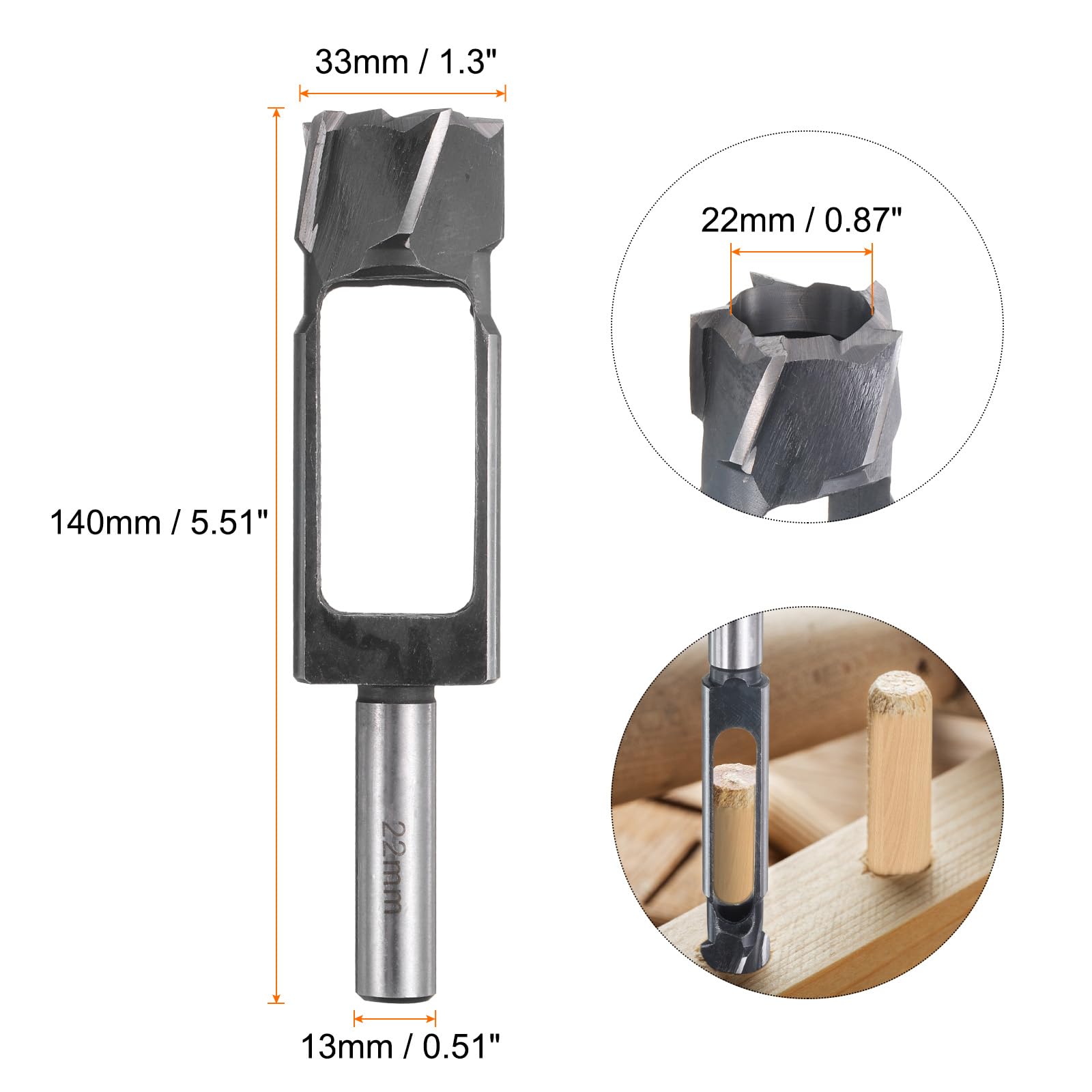 QUARKZMAN Foret À Tenon En Bois 22mm Outil De Coupe Métrique À Tenon En Acier Rapide Pour Fabrication De Meubles Et Menuiserie