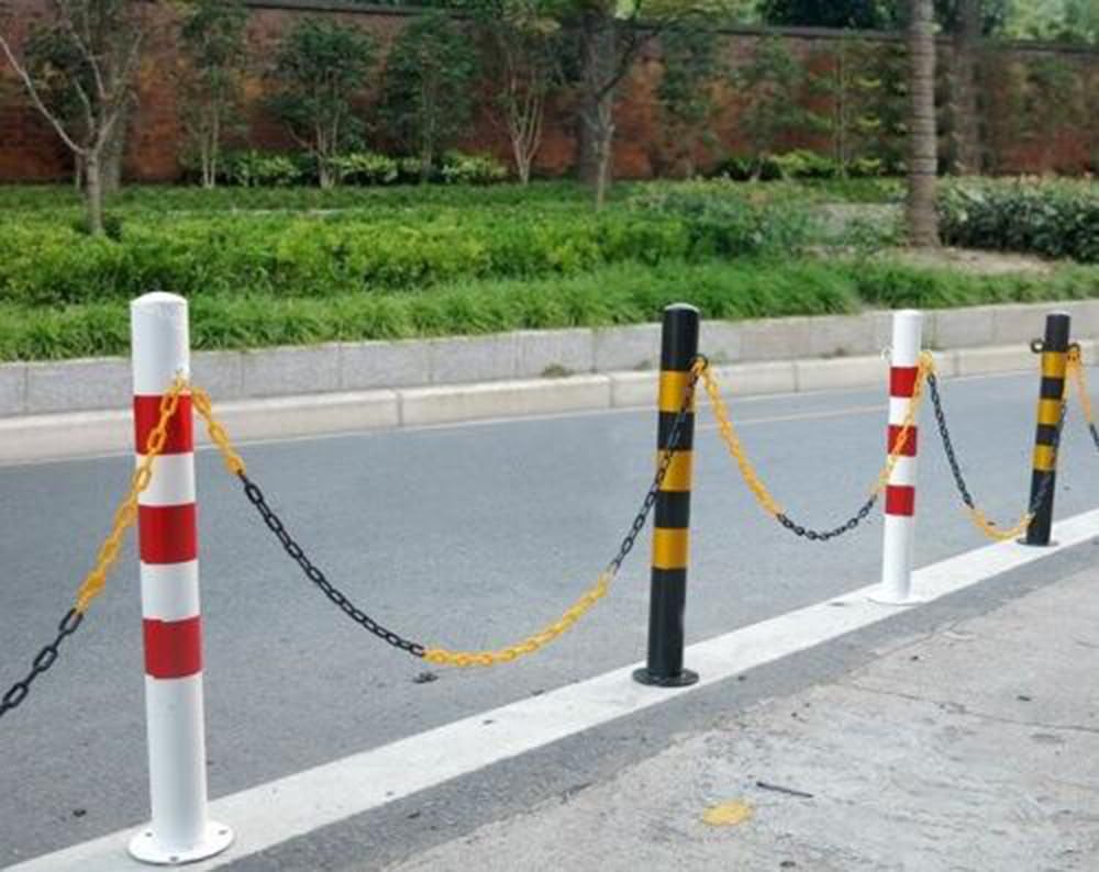 Postes de Seguridad para Tráfico, Negro y Amarillo, con Tornillos de Montaje, Set de 2