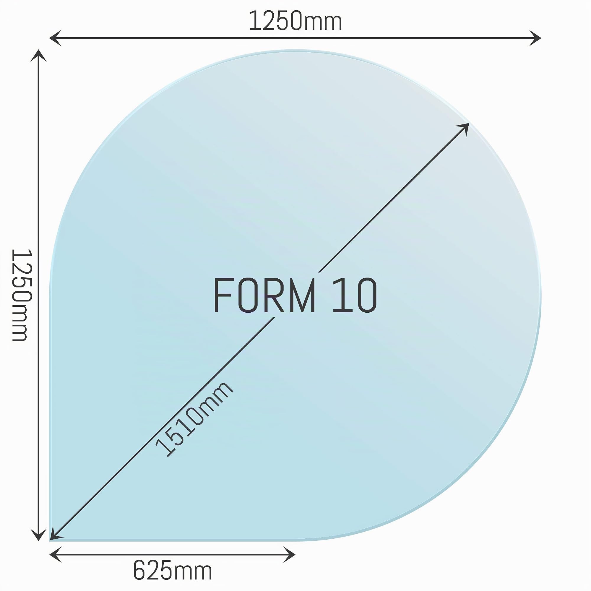 Glas Bodenplatte Funkenschutz Tropfen Form groß Ø 125cm 6mm Stärke mit Silikon Schmutzlippe ESG Einscheibensicherheitsglas für Kamin und Ofen Facettenschliff Klarglas